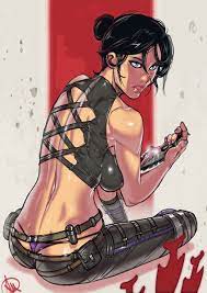2d apex legends ass breasts cleavage female female only ganassa  looking at viewer looking back muscular female panties solo thong wraith ( apex legends) 