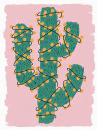 How to draw cactus easy and cute. Christmas Cactus Lights Happy Xmas Holiday Pink Boho Bohemian Cactus Illustration Christmas Phone Wallpaper Wallpaper Iphone Christmas