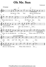 Mr Sun Sun Mr Golden Sun Sun Song Golden Sun Lead Sheet