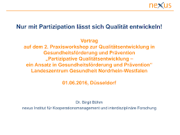 Beteiligung von menschen an entscheidungsprozessen und einflussnahme auf das ergebnis. Https Www Lzg Nrw De Media Pdf Service Veranst 160601 Partizipative Qualitaetsentwicklung Boehm Partizipation Qualitaet 01 06 2016 Duesseldorf Pdf