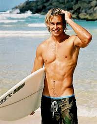 Keep calm and chive on! Hot Smile White Board Surfer Guys Men Blonde Hair Surfer Dude