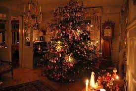 Christmas Tree Illuminated With Real Candles Between Naps On The Porch