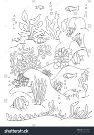 Coloring Book Page Black And Wight Ocean Bottom With Sea Inhabitants And Seaweed Doodle Style Hand Sea Creatures Drawing Coloring Book Pages Coloring Books