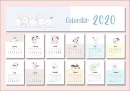 Cute Cartoon Animal Calendar Set 2020 In 2020 Cute Cartoon Animals Calendar Cartoon Animals