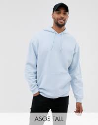 Asos Design Tall Oversized Hoodie In Light Blue Asos