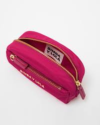 s fuchsia semi oval make up case