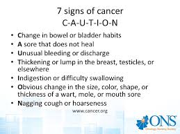 7 warning signs of cancer (caution). Caring For Cancer Patients Ppt Video Online Download