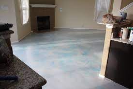 Metallic Epoxy Applied To Living Room Floor Pearl Base With Blue Highlights Painting Concrete Living Room Flooring Metallic Epoxy Floor