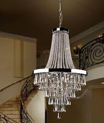 Blown murano glass, metal chrome. Large Crystal Chrome Pendant For Atriums