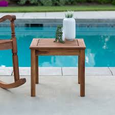 Having a coffee table on our backyard can be an addition point for our house. Manor Park Acacia Wood Outdoor Patio End Table Brown Walmart Com Walmart Com