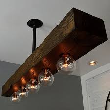 Rustic Farmhouse Style Recessed 4 Light 5 Light Dark Distressed Wood Beam Large Linear Rustic Pendant Lighting Rustic Farmhouse Lights Wooden Pendant Lighting