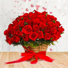 24/7 customer service · satisfaction guarantee · truly original gifts Stunning Basket Of Roses N Filler Flowers To India