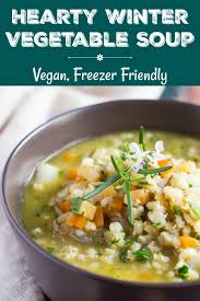 This Hearty Winter Vegetable Soup Packed Full Of Winter Vegetables And Pearl Barley Makes An Ide Vegetable Soup Recipes Winter Vegetable Soup Stew Recipes