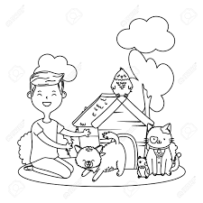 So, look at the picture below and remember the layers. Childhood Happy Child Boy With Little Animals Pets At Outdoor Royalty Free Cliparts Vectors And Stock Illustration Image 122829702