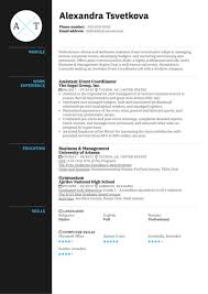 Check spelling or type a new query. Assistant Event Coordinator Resume Example Kickresume