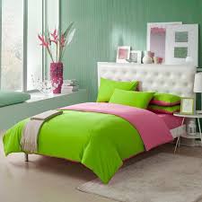 The specific color scheme has a major role in creating a unique bedroom for the girl, the color scheme will decide the mood and the identity of the interior. Lime Green And Pink Solid Pure Color Simply Shabby Chic Girls Princess Full Queen Size Bedding Sets Enjoybedding Com