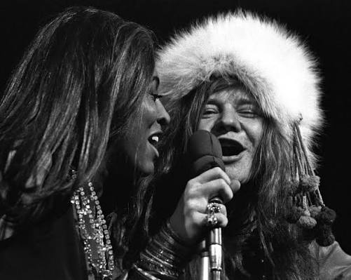 Janis Joplin and Tina Turner at Madison Square Garden November 27, 1969. Ike  and Tina were actually opening for The Rolling Stones that night when Tina  spotted Janis on the side of