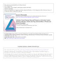 Whats my gender, you ask? Pdf Attitudes Toward Bisexual Men And Women In A University Context Relations With Race Gender Knowing A Bisexual Man Or Woman And Sexual Orientation