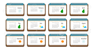 Kalender Symbol Mit Dem Namen Der Monate Wochentage Wochen Und Farbe Bild Fur Jeden Monat Isoliert Lizenzfrei Nutzbare Vektorgrafiken Clip Arts Illustrationen Image 70833172