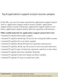 applications support analyst resume samples