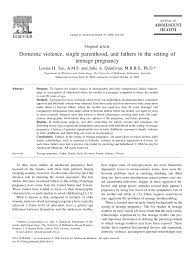 Pdf Domestic Violence Single Parenthood And Fathers In The Setting Of Teenage Pregnancy
