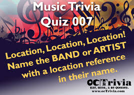 Trivia quizzes are a great way to work out your brain, maybe even learn something new. Music Trivia Questions Quiz 007 Location In The Name Octrivia Com