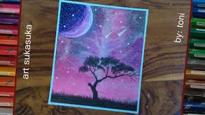 To extend between two points or in a certain direction; Galaxy Drawing Cara Menggambar Pemandangan Dengan Crayon Oil Pastel Draw Cara Menggambar Seni Krayon Gambar