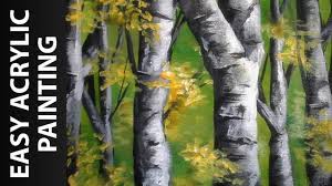 Carefully pull the masking tape off. How To Paint A Forest Of Birch Trees With Acrylics For Beginners Youtube