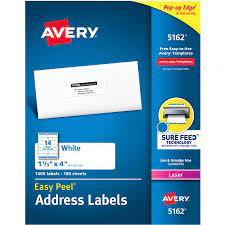 Removable labels offer the convenience of labeling boxes, envelopes, packages and more with the freedom to change, revise and update . Avery 5162 Laser Address White Labels Office Depot