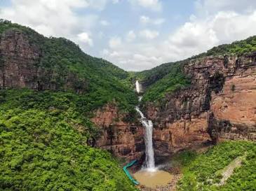 Tutla Bhawani Waterfall in Rohtas, AI generated