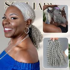 Salt and Pepper Curly Bob Wig Dark Grey Wear and Go Human Hair Wig