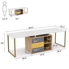 A counter desk may be the perfect height for your home office work. Computer Desks Tribesigns 87 Extra Long Computer Desk For Two Person Adjustable Double Workstation Office Desk With File Cabinet Gold Metal Legs White Large Reversible L Shaped Desk For Home Office Office Products
