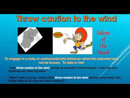 Behave or speak very rashly, as in throwing caution to the winds, he ran after the truck, or i'm afraid she's thrown discretion to the winds and told everyone about the divorce. Idiom Of The Week Throw Caution To The Wind Youtube