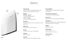 How much power does a tesla powerwall store? Tesla Powerwall 2 Battery Specification Sheet Solar Com