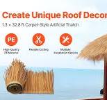VEVOR Artificial Thatch Grass Roof, 1.3 x 32.8 ft Mexican Style Tiki Bar  Hut Skirt Thatch Roofing Roll, Waterproof & Fire-Resistant, Palapa Duck  Blind ...