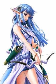 Anime Elf Archer Girl Blue Hair Tribal Anime Elf Anime Warrior Anime