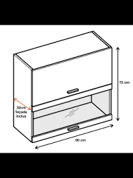 Chez schmidt la hauteur standard est de 78 cm contrairement au standard du marché qui est de 72 cm. Meuble Haut De Cuisine 2 Portes Relevables Avec Vitre Opaque L 60 Cm Type De Poignee Porte Avec Poignee Apparente