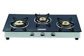 With this burner, you will get three burners of high. Buy Sunshine Aluminium Auto Ignition 3 Burner Alfa Ss Glass Top Gas Stove Online At Low Prices In India Amazon In