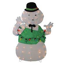 Giant snowman family airblown inflatable christmas unboxing. 33 Pre Lit White Green Snowman Christmas Outdoor Decor Christmas Central