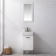What are the shipping options for design house bathroom vanities? Design Element Stella 16 5 In White Single Sink Bathroom Vanity With White Porcelain Top S03 17 Wt Rona