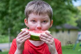Eating watermelon outdoors in the past