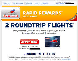 2x points on southwest® purchases; Targeted Southwest Credit Card With 50 000 Bonus Points