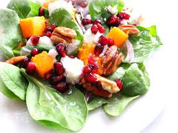 Salad With Roasted Butternut Squash Feta Pecans And Pomegranate Butternut Squash Spinach Winter Salad Healthy Butternut Squash Salad