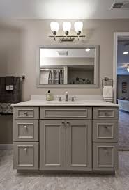 Luca kitchen & bath lc10pgw tuscan 10 double bathroom vanity set in pottery gray white with carrara marble top and sink. The Dove Gray Vanity In This Full Bathroom Is By Showplace Cabinets Grey Bathroom Cabinets Grey Bathroom Vanity Bathroom Vanity