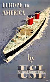 Europe To America By United States Lines Print Metal Sign 24 X 36 In 2021 Travel Posters Vintage Travel Posters Ship Poster