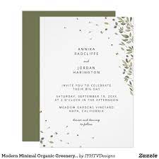 Modern Minimal Organic Greenery Wedding Invitation Zazzle Com In 2021 Greenery Wedding Invitations Wedding Invitations Greenery Wedding