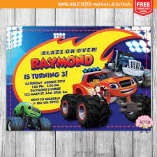 Receive 1 high resolution invitation 300dpi (jpeg file) via email for printing. Blaze And The Monster Machines Invitation By Mrgeniusinvites On Deviantart