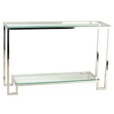 Shepler Contemporary 2 Shelf Glass Console Table Console Table Glass Console Table Steel Console Table