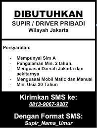 Pt candrika ekanantha parajaya membuka lowongan kerja untuk posisi :driversyarat lowongan kerja driver sim b1 umum hafal area jakarta di pt candrika. Lowongan Driver Supir Pribadi Jakarta Kaskus