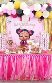 Birthday Theme Ideas For Baby Girls Boss Baby Birthday Party Ideas Photo 2 Of 11 1st Birthday Party For Girls Baby Birthday Party Girl Baby Birthday Party